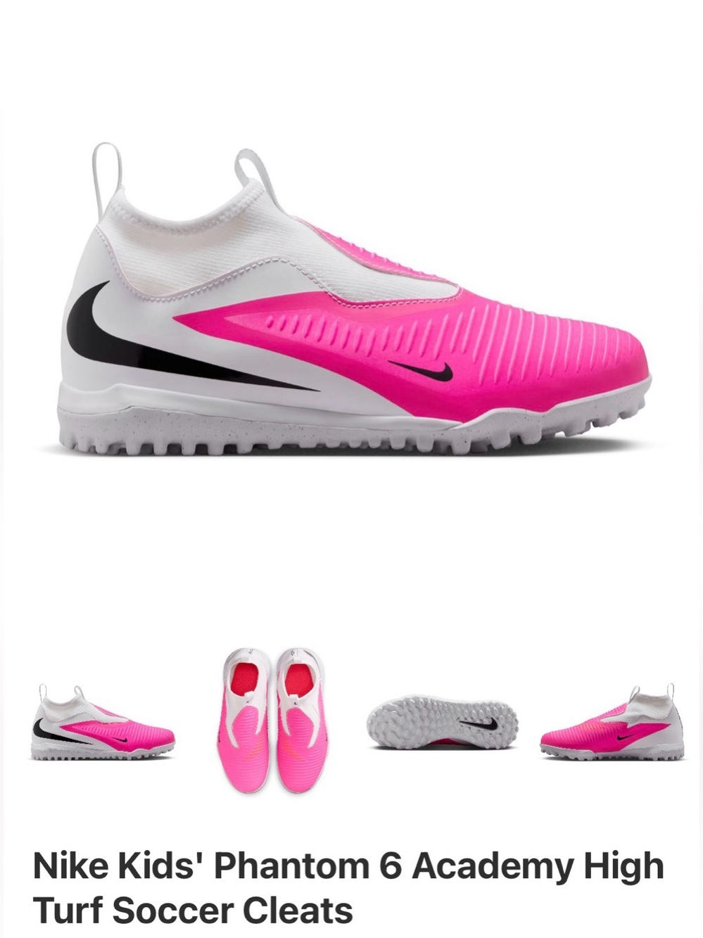 Nike Kids’ Phantom 6 Academy Turf Soccer Cleats - size 2.5